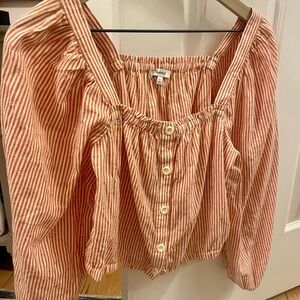 Madewell Women's Orange Striped Top